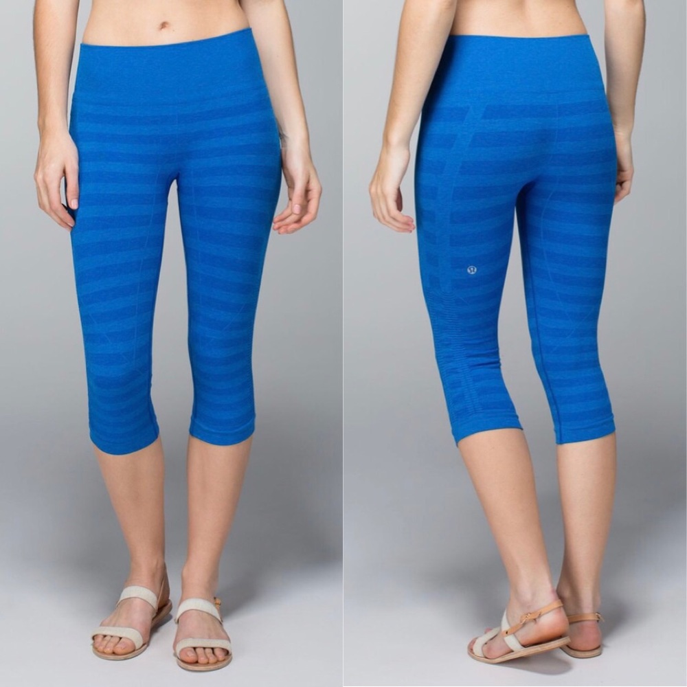 Lululemon In the Flow Crop Stripe Baroque Blue